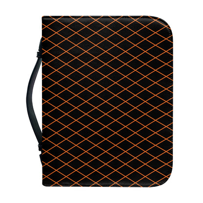 Black And Orange Harlequin Print Leather Bible Cover