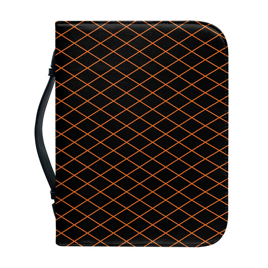 Black And Orange Harlequin Print Leather Bible Cover