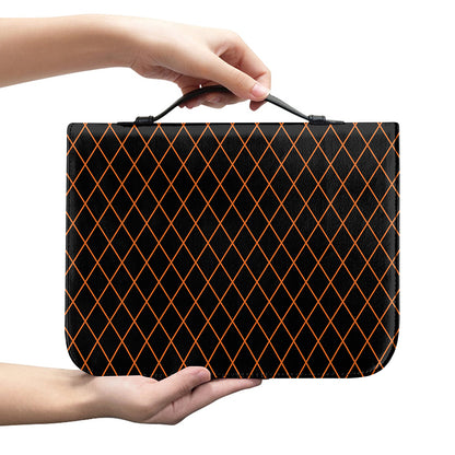 Black And Orange Harlequin Print Leather Bible Cover
