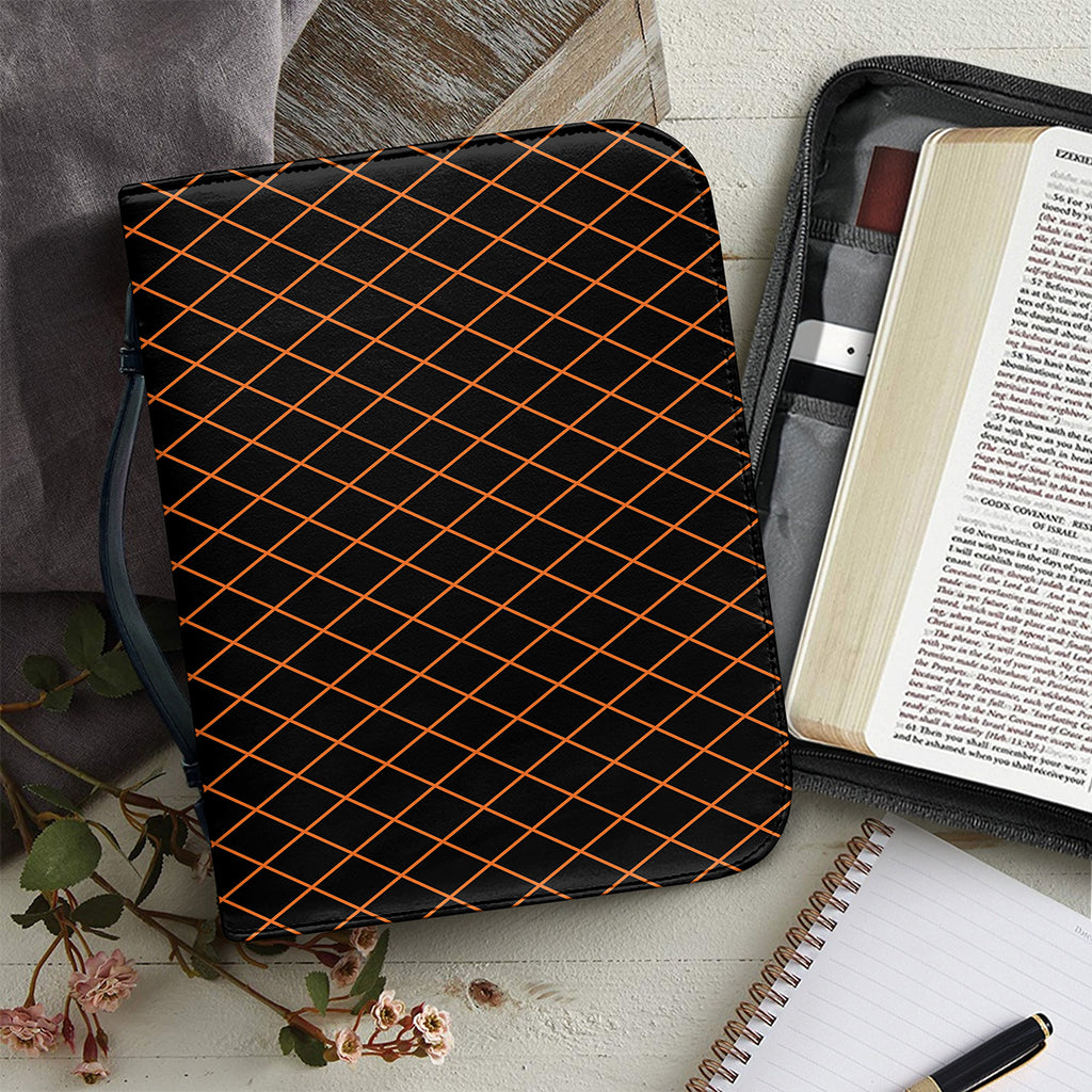 Black And Orange Harlequin Print Leather Bible Cover