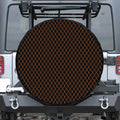 Black And Orange Harlequin Print Leather Spare Tire Cover