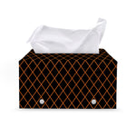 Black And Orange Harlequin Print Leather Tissue Box Cover
