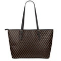 Black And Orange Harlequin Print Leather Tote Bag With Zipper