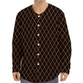 Black And Orange Harlequin Print Long Sleeve Baseball Jersey