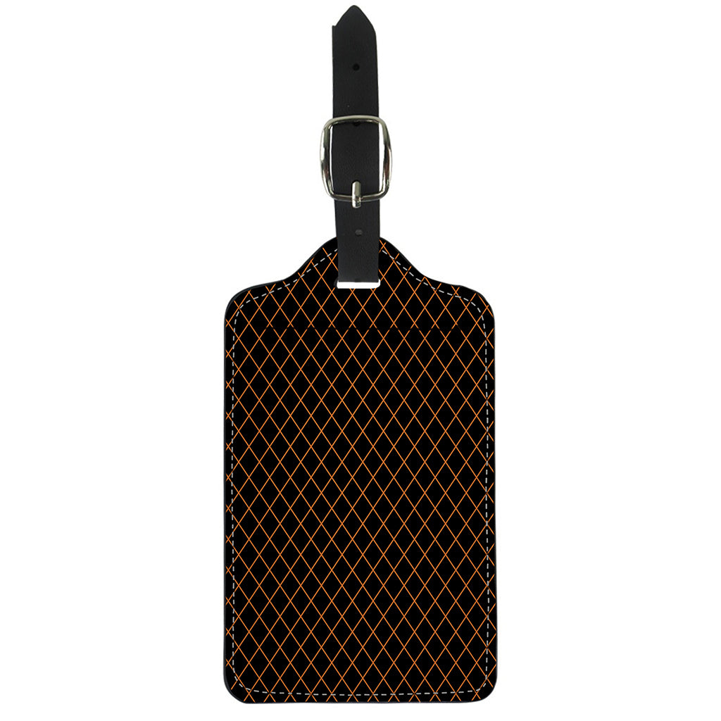 Black And Orange Harlequin Print Luggage Tag