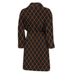 Black And Orange Harlequin Print Men's Bathrobe