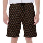 Black And Orange Harlequin Print Men's Beach Shorts