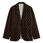 Black And Orange Harlequin Print Men's Blazer