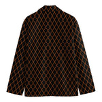 Black And Orange Harlequin Print Men's Blazer