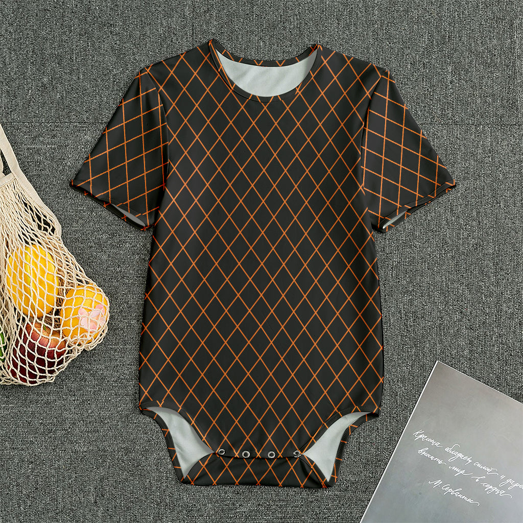 Black And Orange Harlequin Print Men's Bodysuit