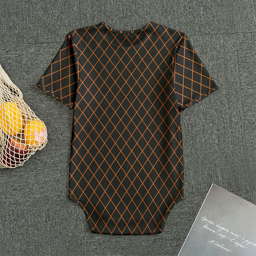 Black And Orange Harlequin Print Men's Bodysuit