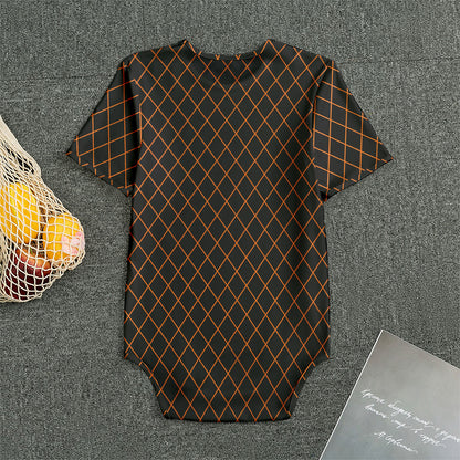 Black And Orange Harlequin Print Men's Bodysuit