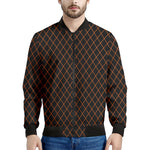 Black And Orange Harlequin Print Men's Bomber Jacket