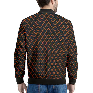 Black And Orange Harlequin Print Men's Bomber Jacket