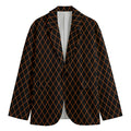 Black And Orange Harlequin Print Men's Cotton Blazer