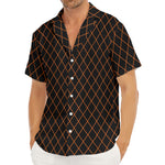 Black And Orange Harlequin Print Men's Deep V-Neck Shirt