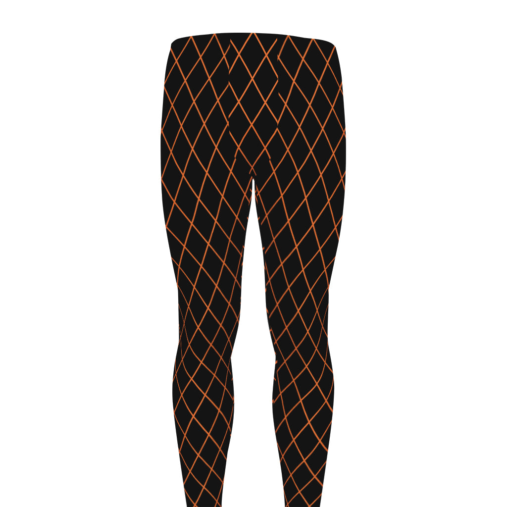 Black And Orange Harlequin Print Men's leggings