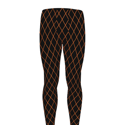 Black And Orange Harlequin Print Men's leggings