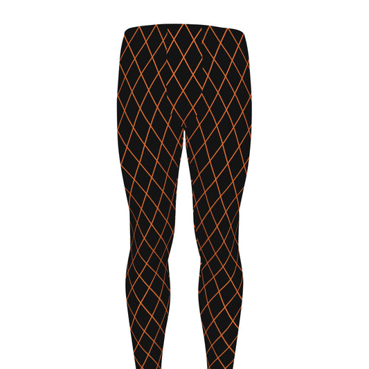 Black And Orange Harlequin Print Men's leggings