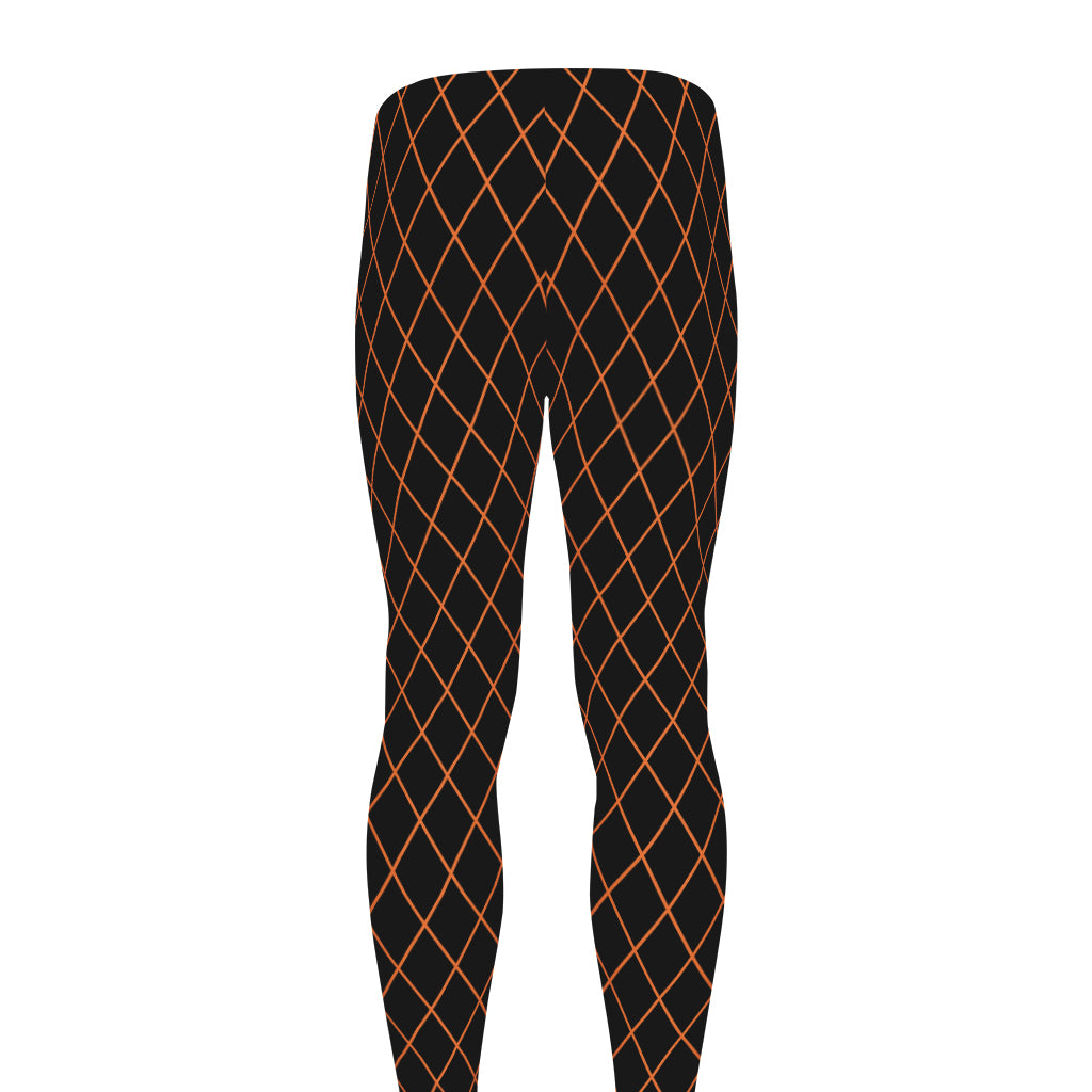 Black And Orange Harlequin Print Men's leggings