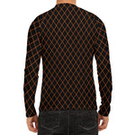 Black And Orange Harlequin Print Men's Long Sleeve Rash Guard