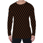 Black And Orange Harlequin Print Men's Long Sleeve T-Shirt