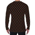 Black And Orange Harlequin Print Men's Long Sleeve T-Shirt