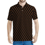 Black And Orange Harlequin Print Men's Polo Shirt