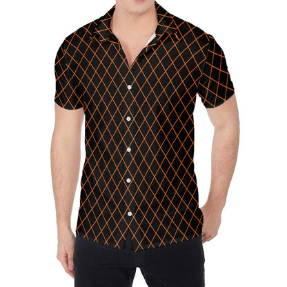 Black And Orange Harlequin Print Men's Shirt