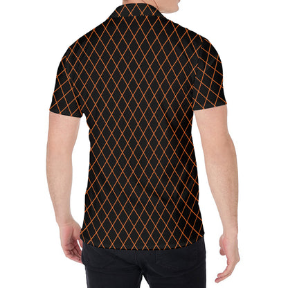 Black And Orange Harlequin Print Men's Shirt