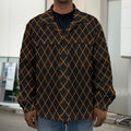 Black And Orange Harlequin Print Men's Shirt Jacket