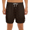 Black And Orange Harlequin Print Men's Split Running Shorts