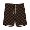 Black And Orange Harlequin Print Men's Athletic Shorts