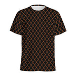 Black And Orange Harlequin Print Men's Sports T-Shirt