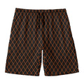Black And Orange Harlequin Print Men's Swim Trunks