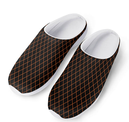 Black And Orange Harlequin Print Mesh Casual Shoes