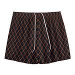 Black And Orange Harlequin Print Mesh Shorts