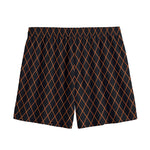 Black And Orange Harlequin Print Mesh Shorts