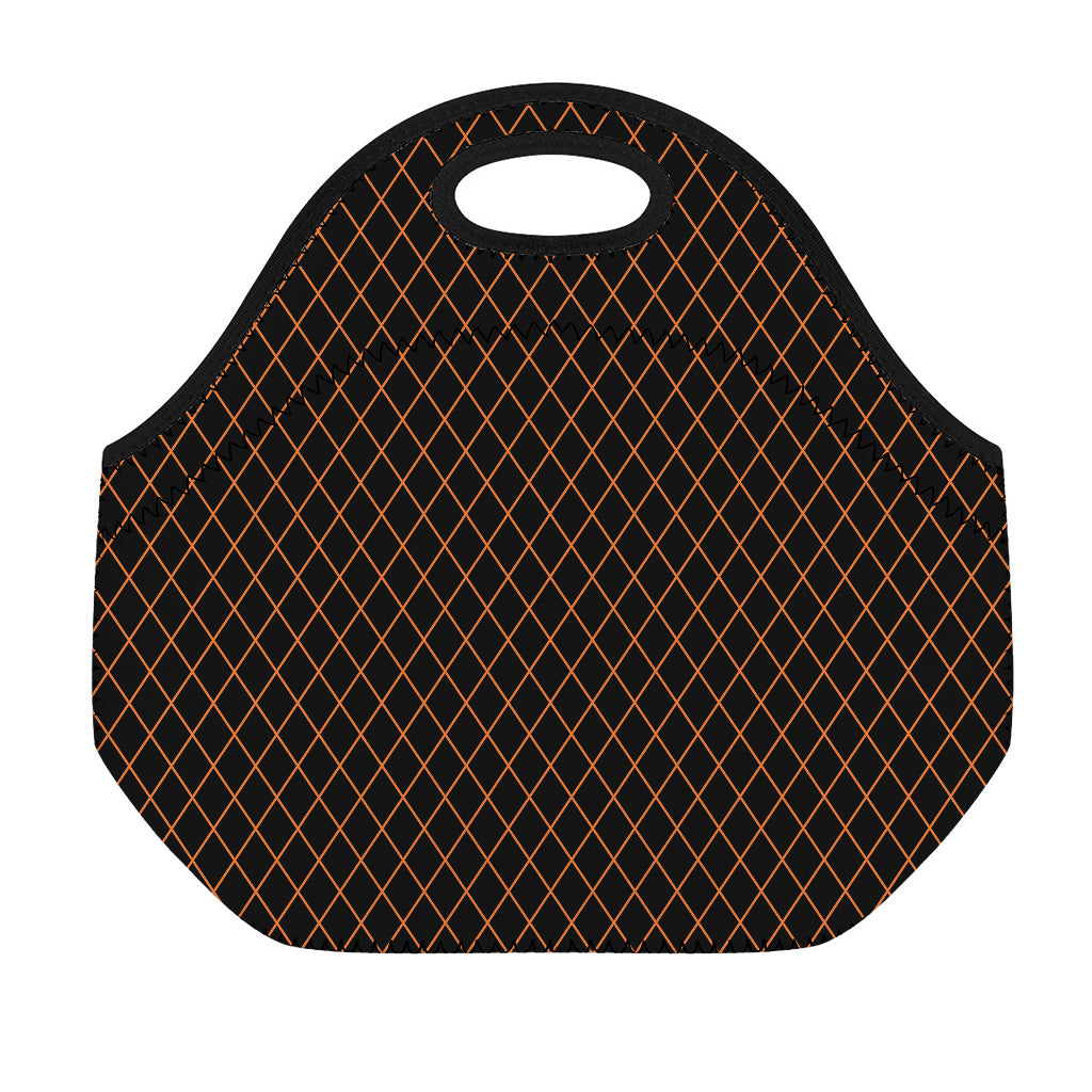Black And Orange Harlequin Print Neoprene Lunch Bag