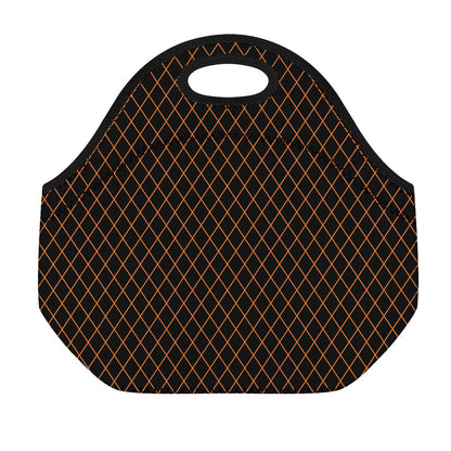 Black And Orange Harlequin Print Neoprene Lunch Bag