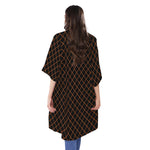 Black And Orange Harlequin Print Open Front Beach Cover Up