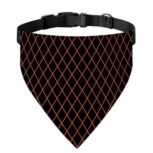 Black And Orange Harlequin Print Over The Collar Dog Bandana