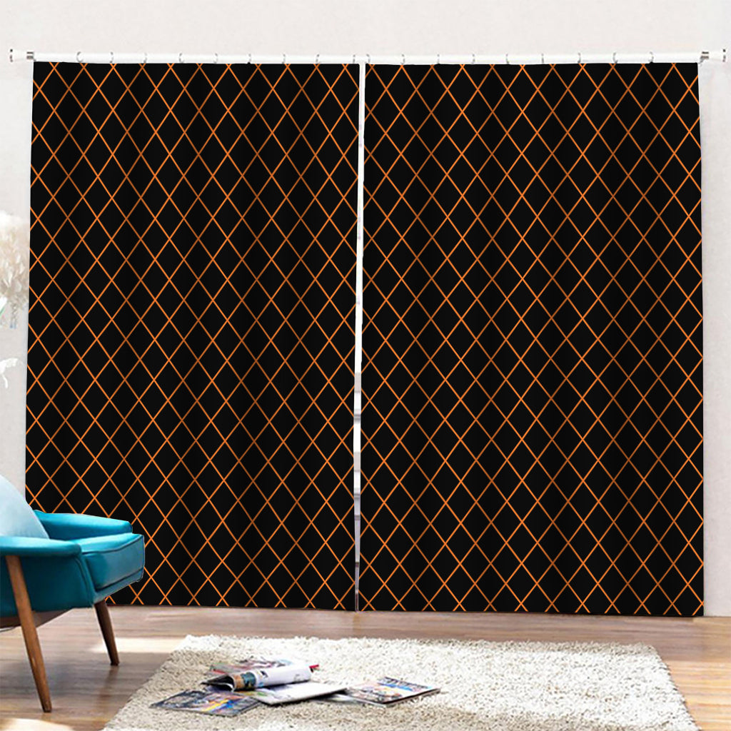 Black And Orange Harlequin Print Pencil Pleat Curtains