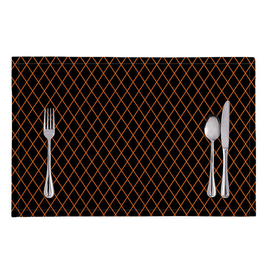 Black And Orange Harlequin Print Placemat