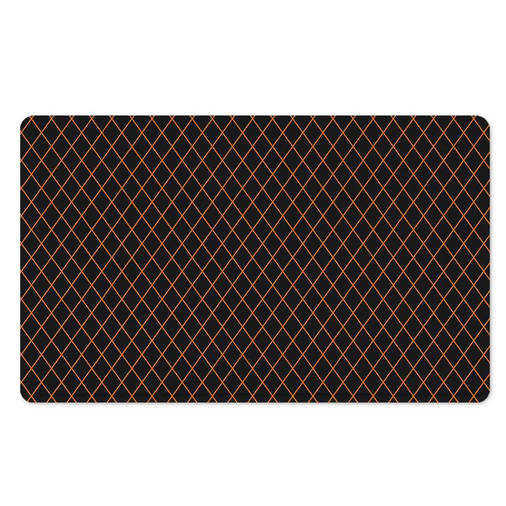 Black And Orange Harlequin Print Polyester Doormat
