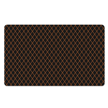 Black And Orange Harlequin Print Polyester Doormat