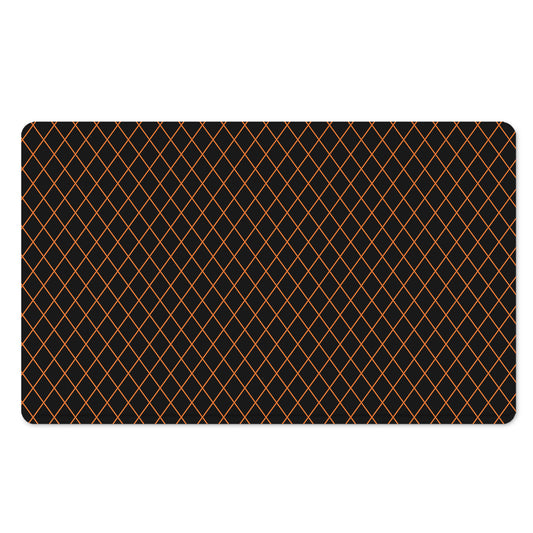 Black And Orange Harlequin Print Polyester Doormat