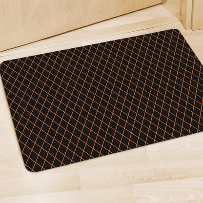 Black And Orange Harlequin Print Polyester Doormat