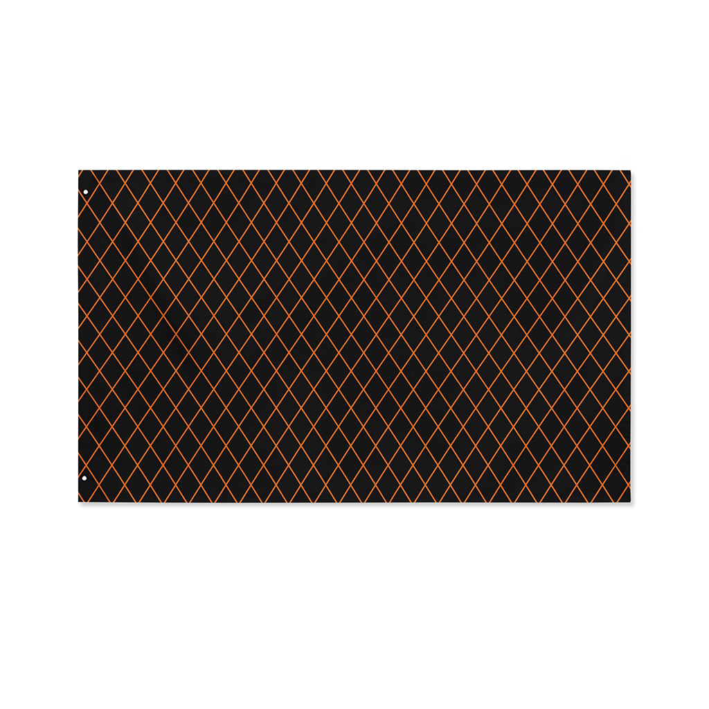 Black And Orange Harlequin Print Polyester Flag