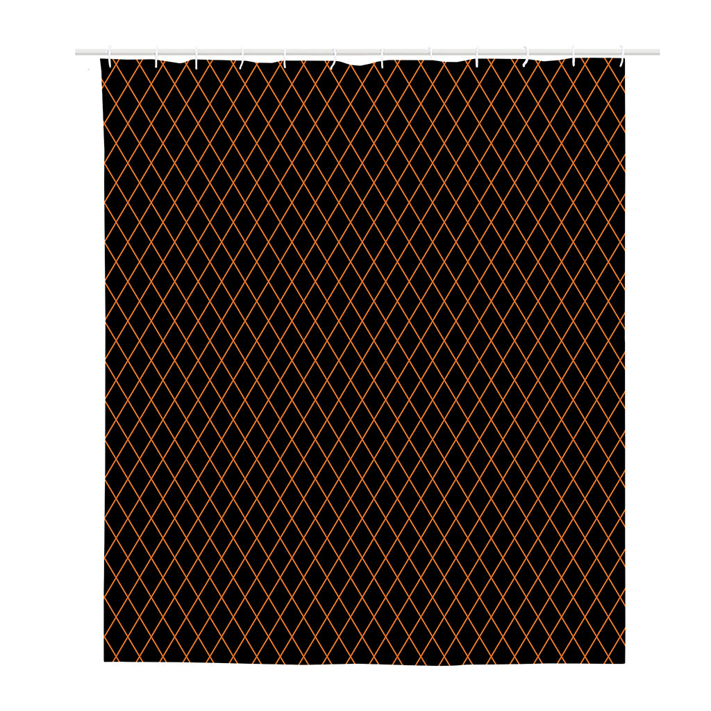 Black And Orange Harlequin Print Polyester Shower Curtain